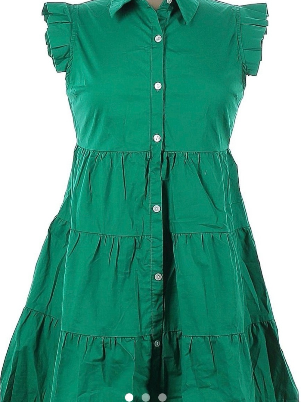 Monteau Emerald Green Tiered Button-Down Dress